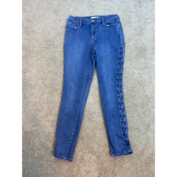 Pacsun Women's Y2K Perfect Fit Ankle Jegging Jeans Blue Side Lace Up Denim 28 - Picture 11 of 12